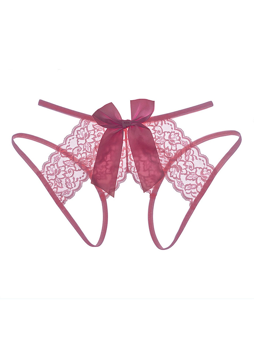 

LULU & SKY Self Design Cut-Out Laced Thong Brief, Pink
