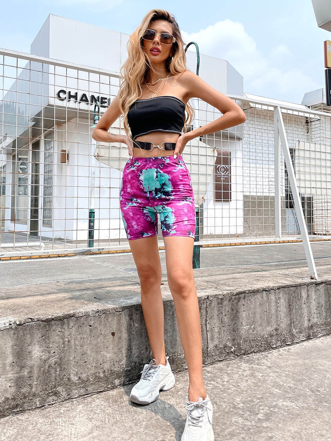 

LULU & SKY Tie & Dye Printed Regular Shorts, Purple