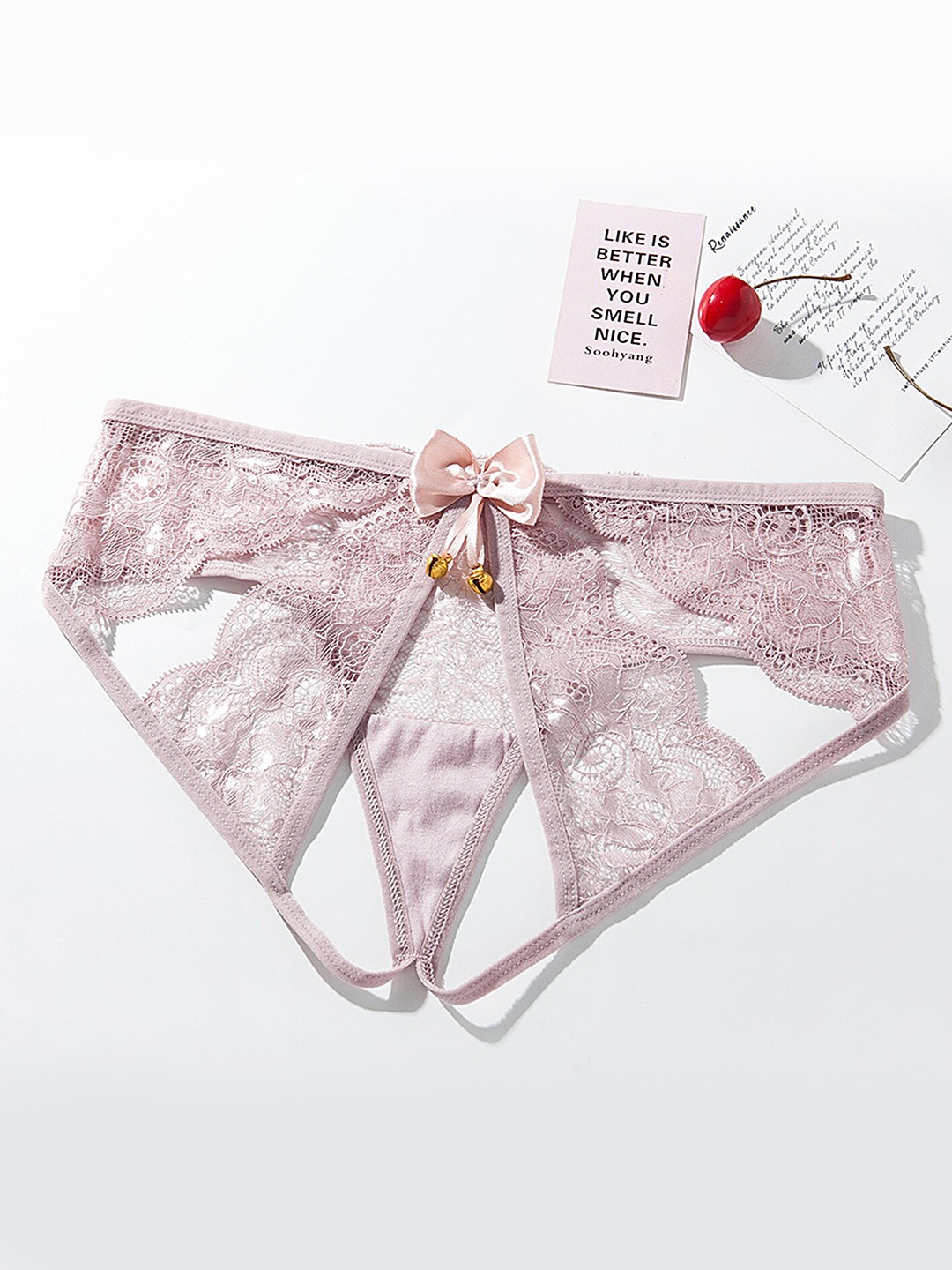 

LULU & SKY Self Design Lace Thong Briefs, Pink