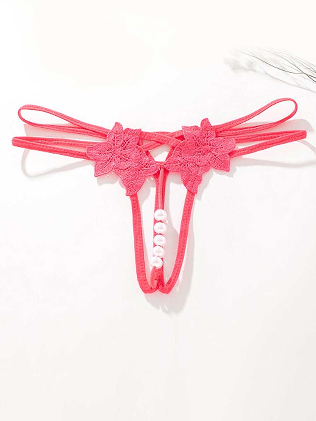 

LULU & SKY Floral Self-Design Thong Briefs, Red