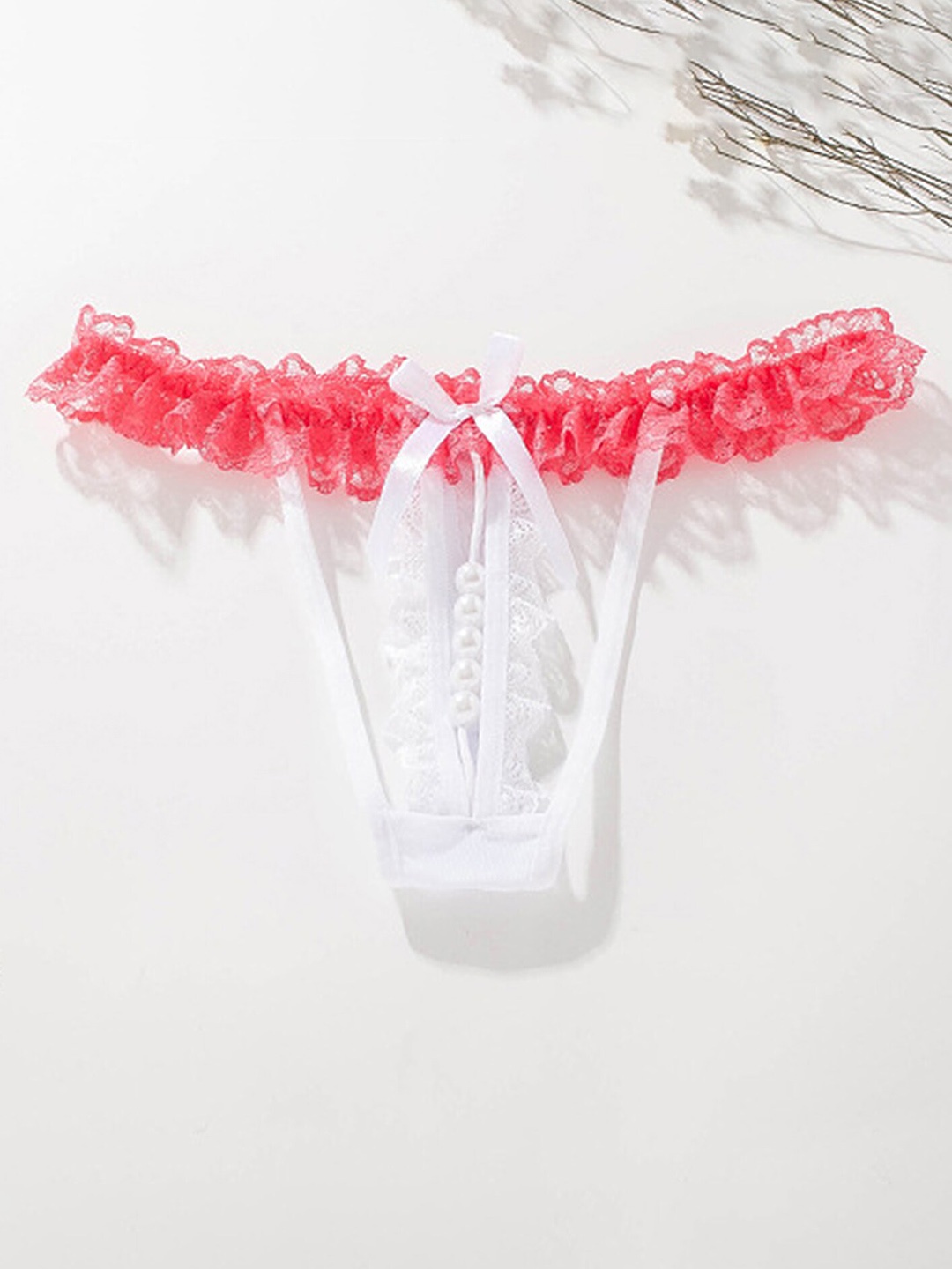 

LULU & SKY Self Design Mid Rise Thongs Briefs, White
