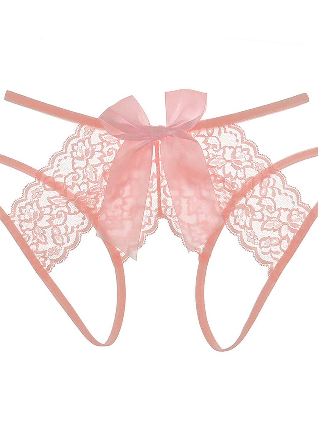 

LULU & SKY Self-Design Thin Strap Cut-Out Lace Thongs, Pink