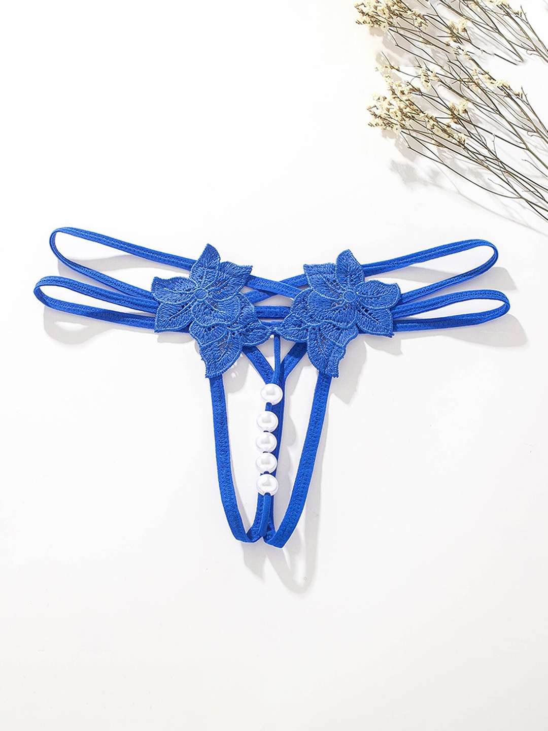 

LULU & SKY Pearl Detail Double Strap Thong Briefs 2149-BLUE