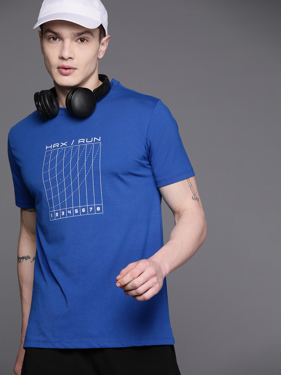 

HRX by Hrithik Roshan Men Printed Rapid-Dry Running T-shirt, Blue