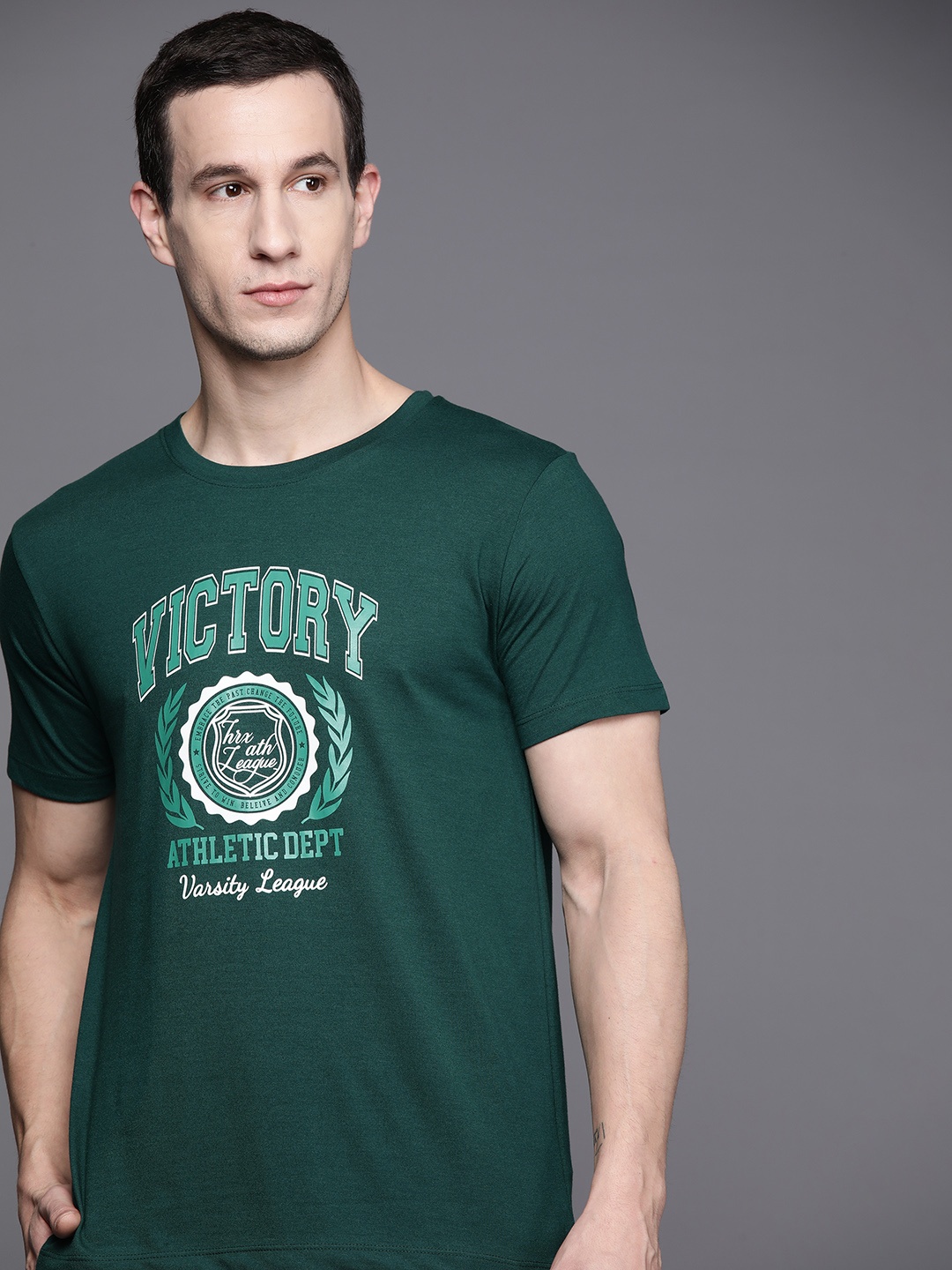

HRX by Hrithik Roshan Typography Printed Lifestyle T-shirt, Green
