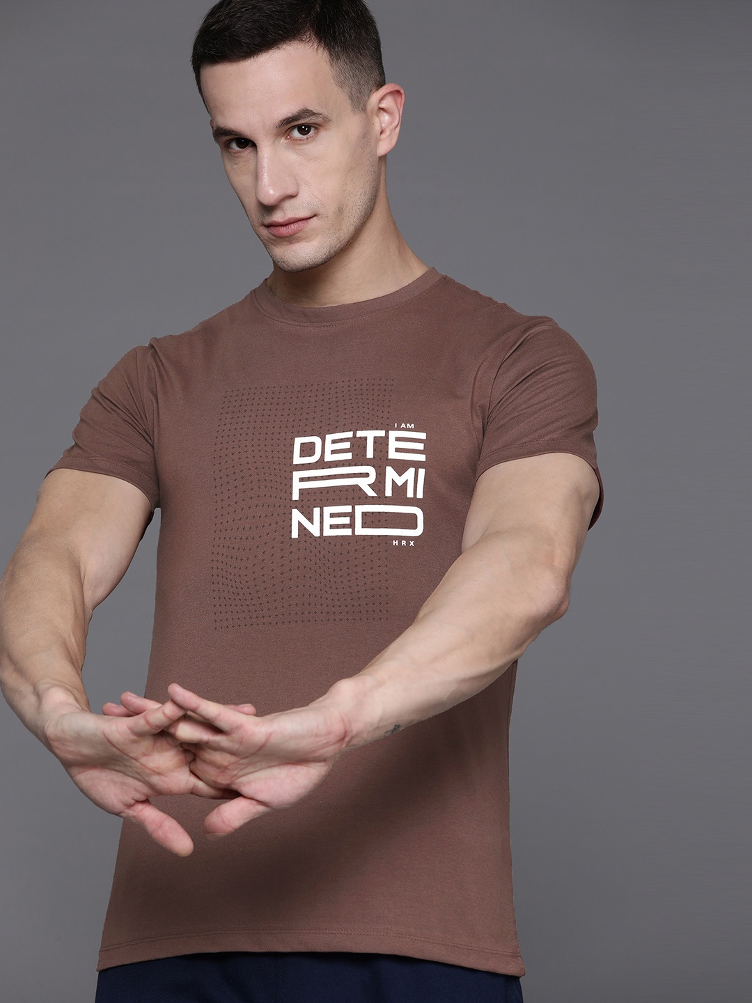 

HRX by Hrithik Roshan Rapid-Dry Printed Training T-shirt, Brown