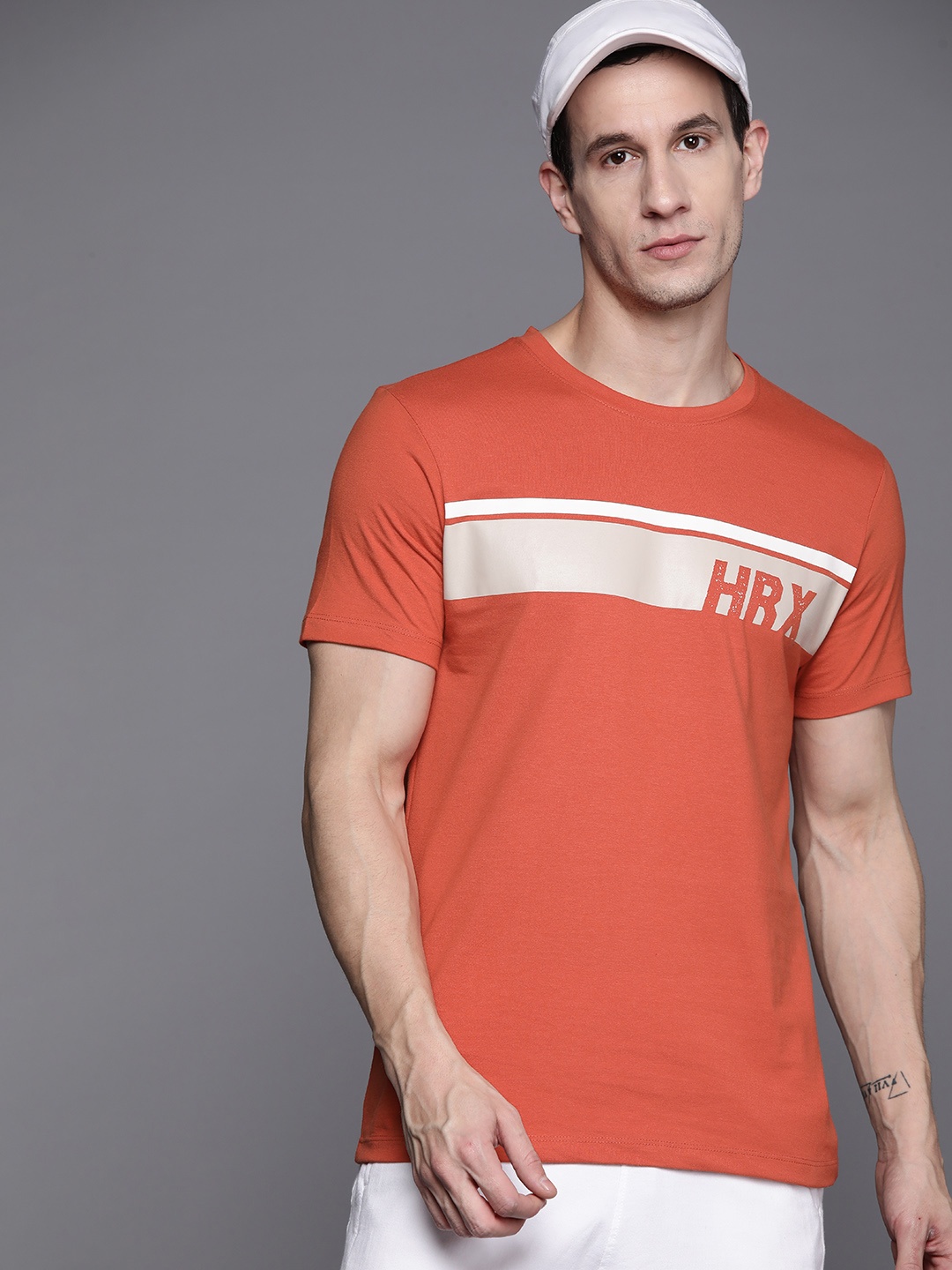 

HRX by Hrithik Roshan Brand Logo Print Lifestyle T-shirt, Orange