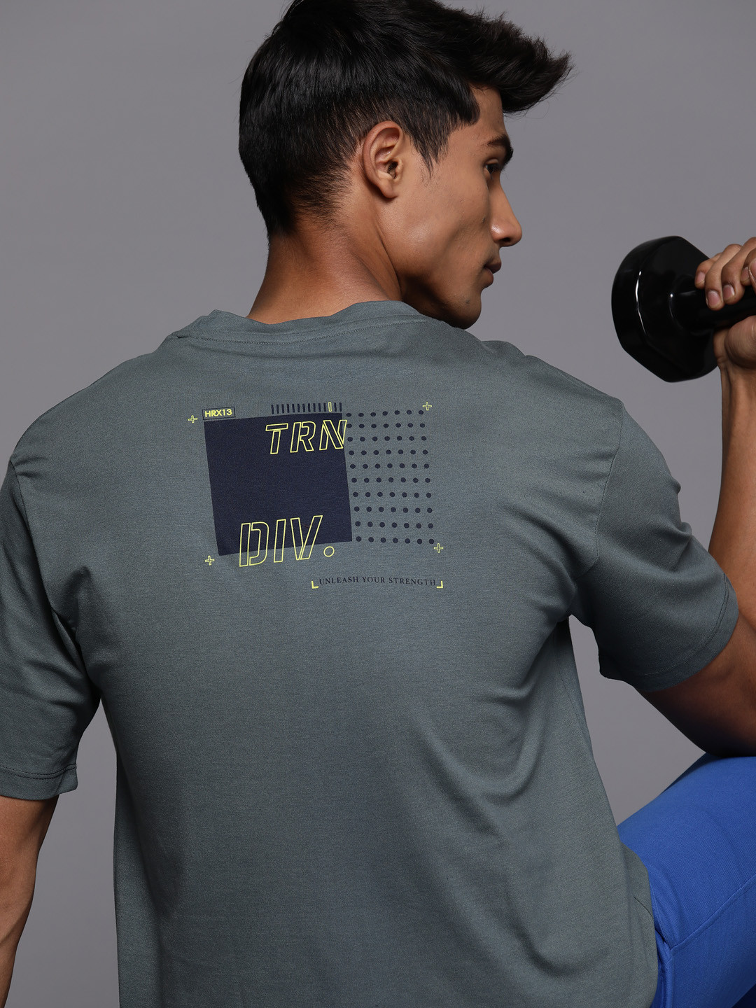 

HRX by Hrithik Roshan Men Typography Printed Training T-shirt, Grey
