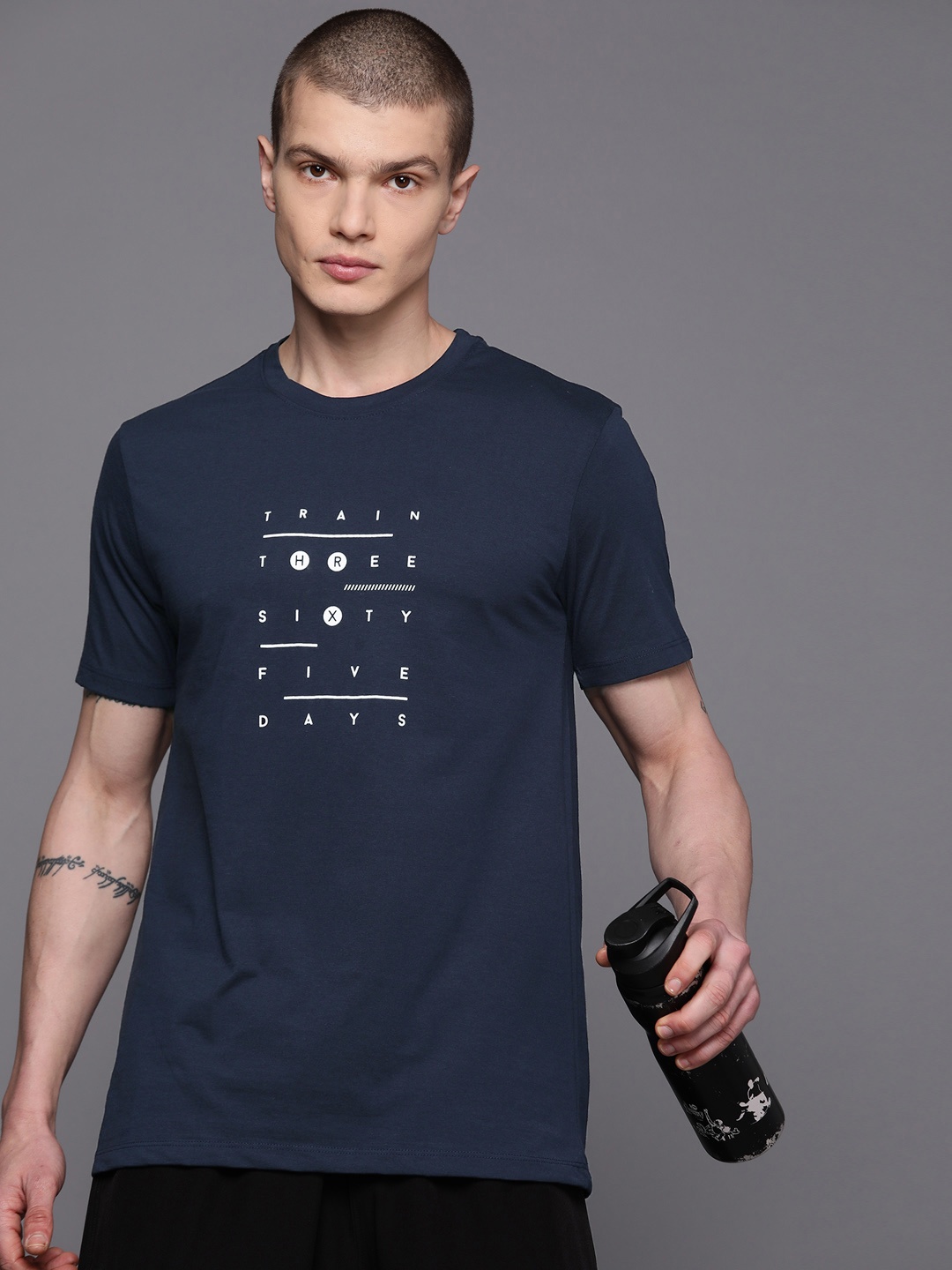 

HRX by Hrithik Roshan Rapid Dry Anti-Microbial Finish Training T-shirt, Navy blue