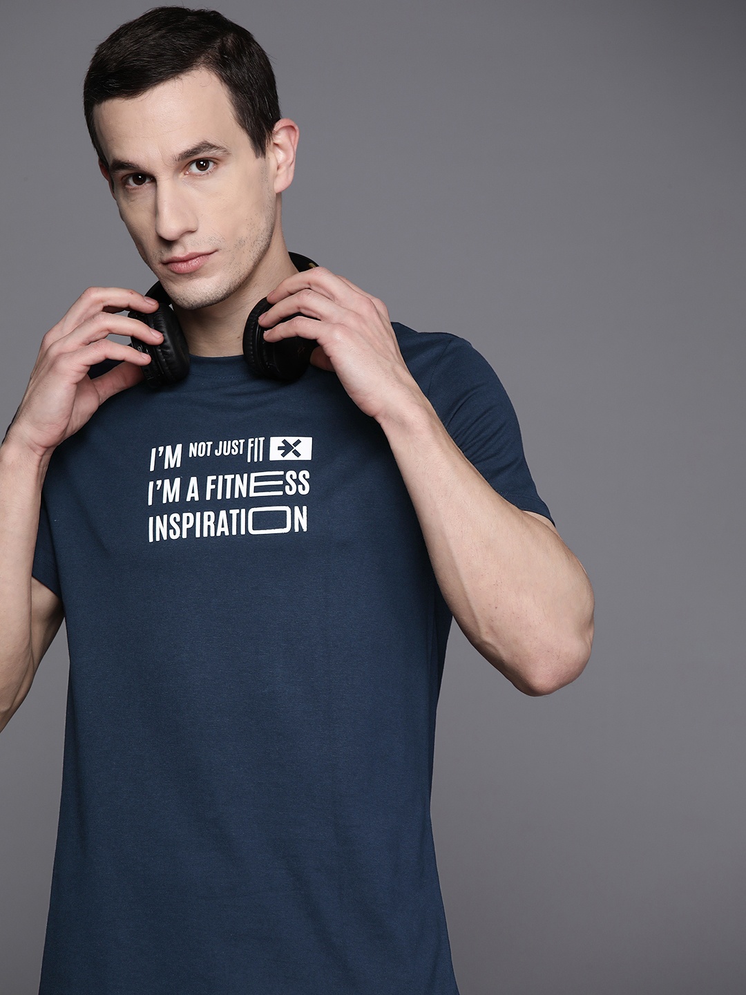 

HRX by Hrithik Roshan Rapid-Dry Printed Training T-shirt, Navy blue