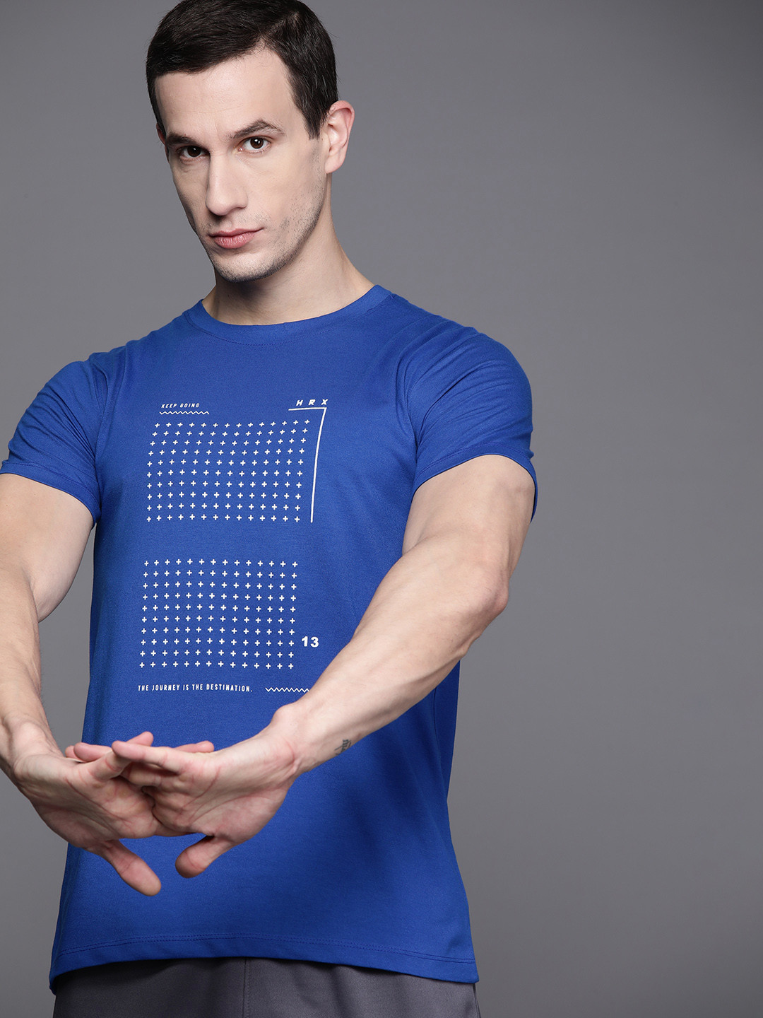 

HRX by Hrithik Roshan Rapid-Dry Printed Training T-shirt, Blue