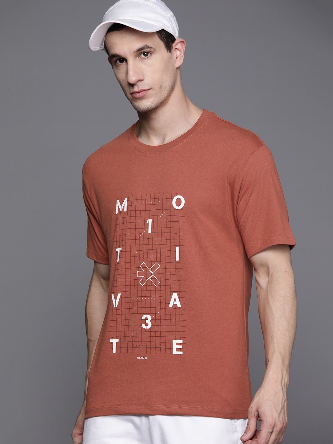 

HRX by Hrithik Roshan Printed Relaxed Fit Training T-shirt, Rust