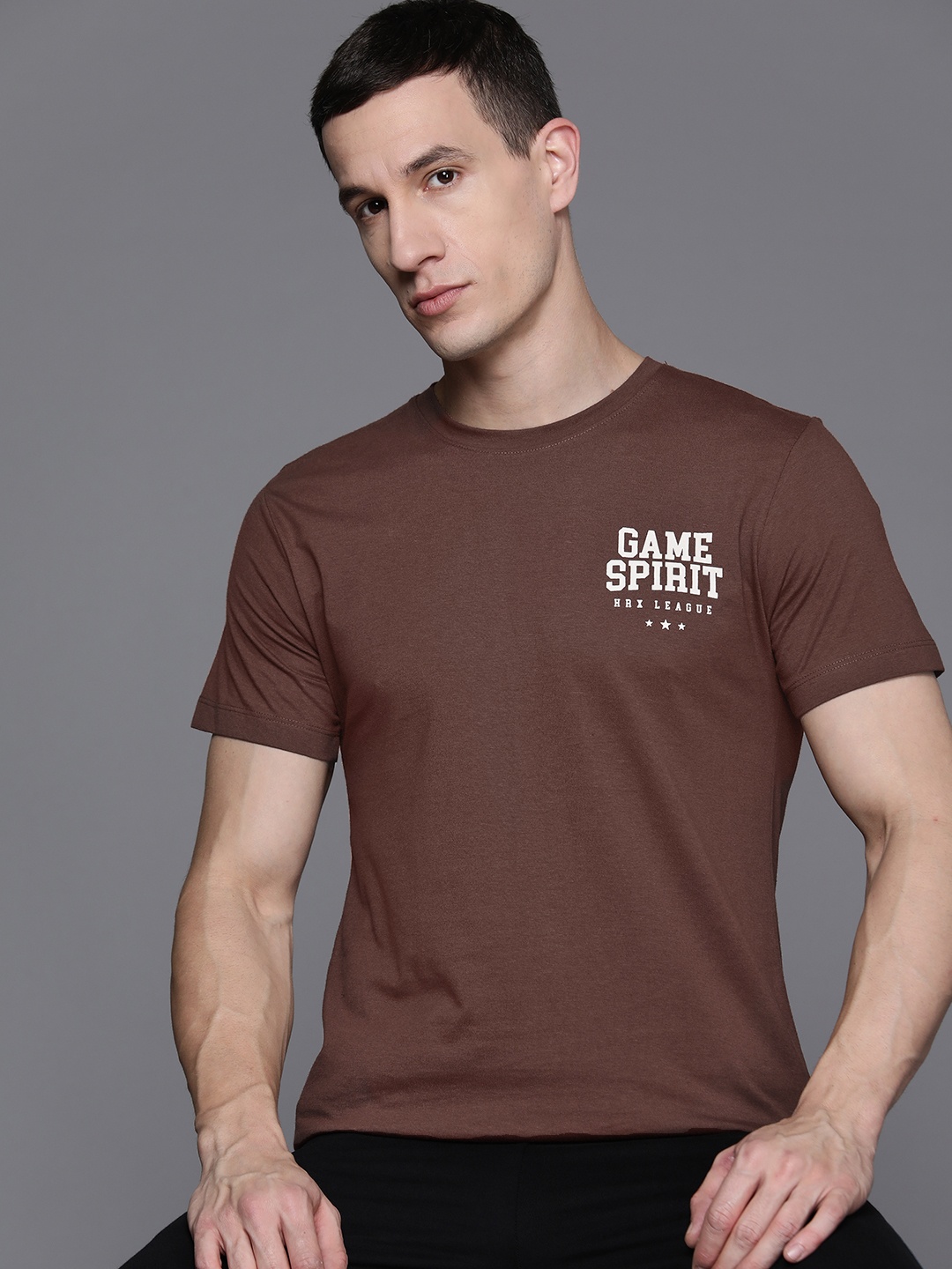 

HRX by Hrithik Roshan Round Neck Casual T-shirt, Brown