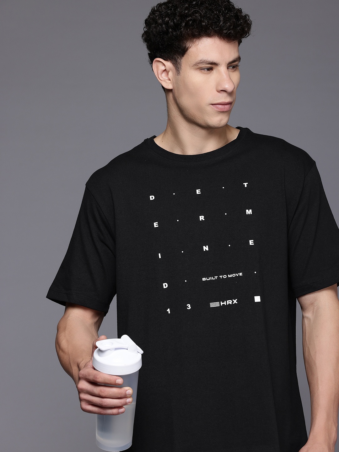 

HRX by Hrithik Roshan Typography Printed Relaxed Fit Rapid-Dry Training T-shirt, Black