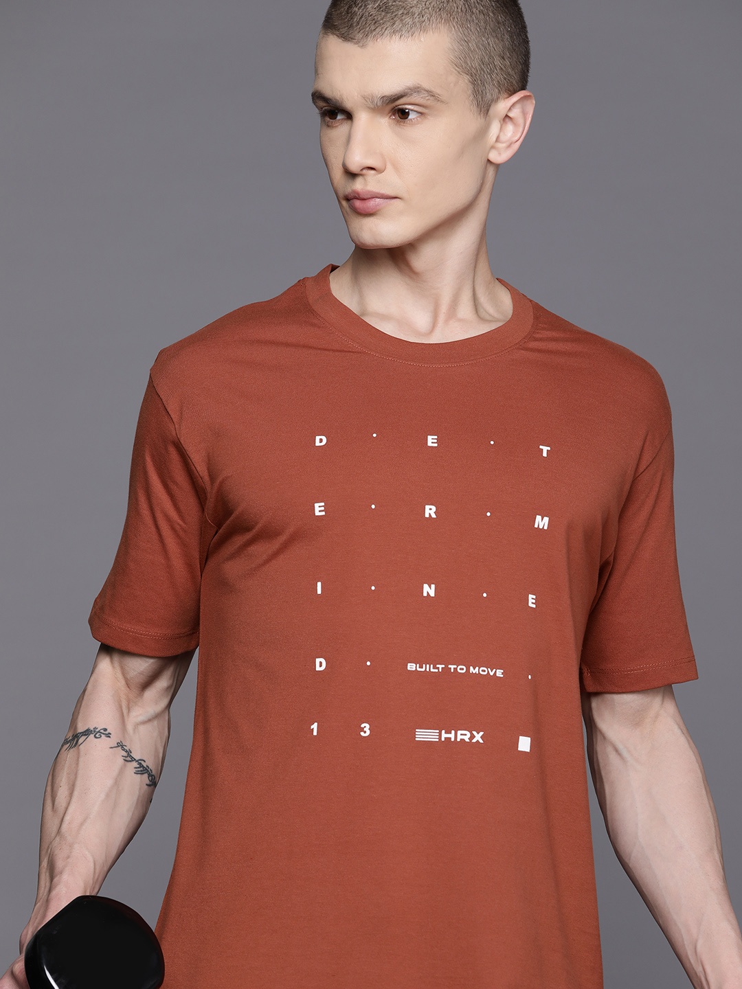 

HRX by Hrithik Roshan Men Typography Printed Training Rapid-Dry T-shirt, Rust