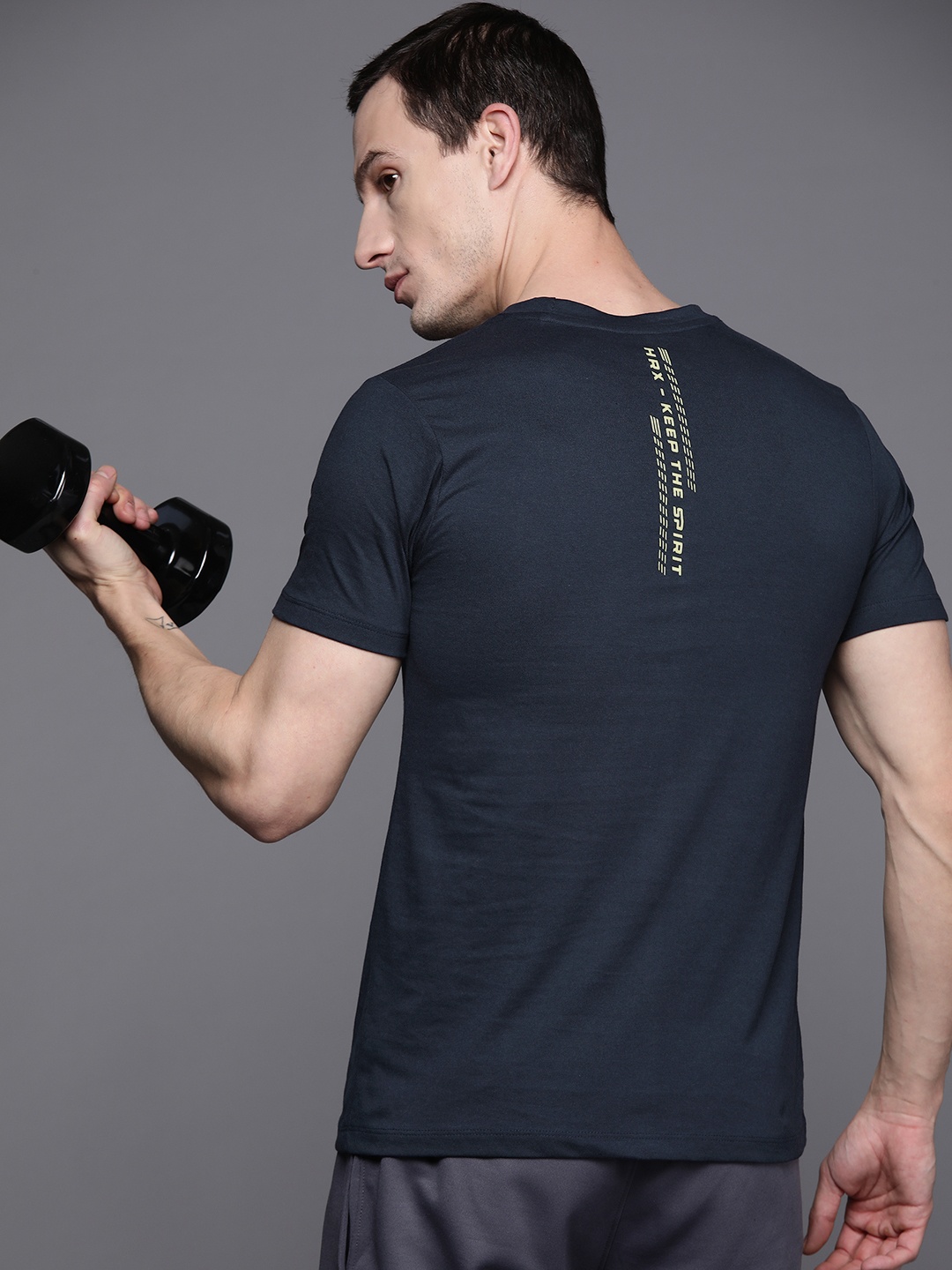 

HRX by Hrithik Roshan Placement Print Rapid-Dry Training T-shirt, Navy blue