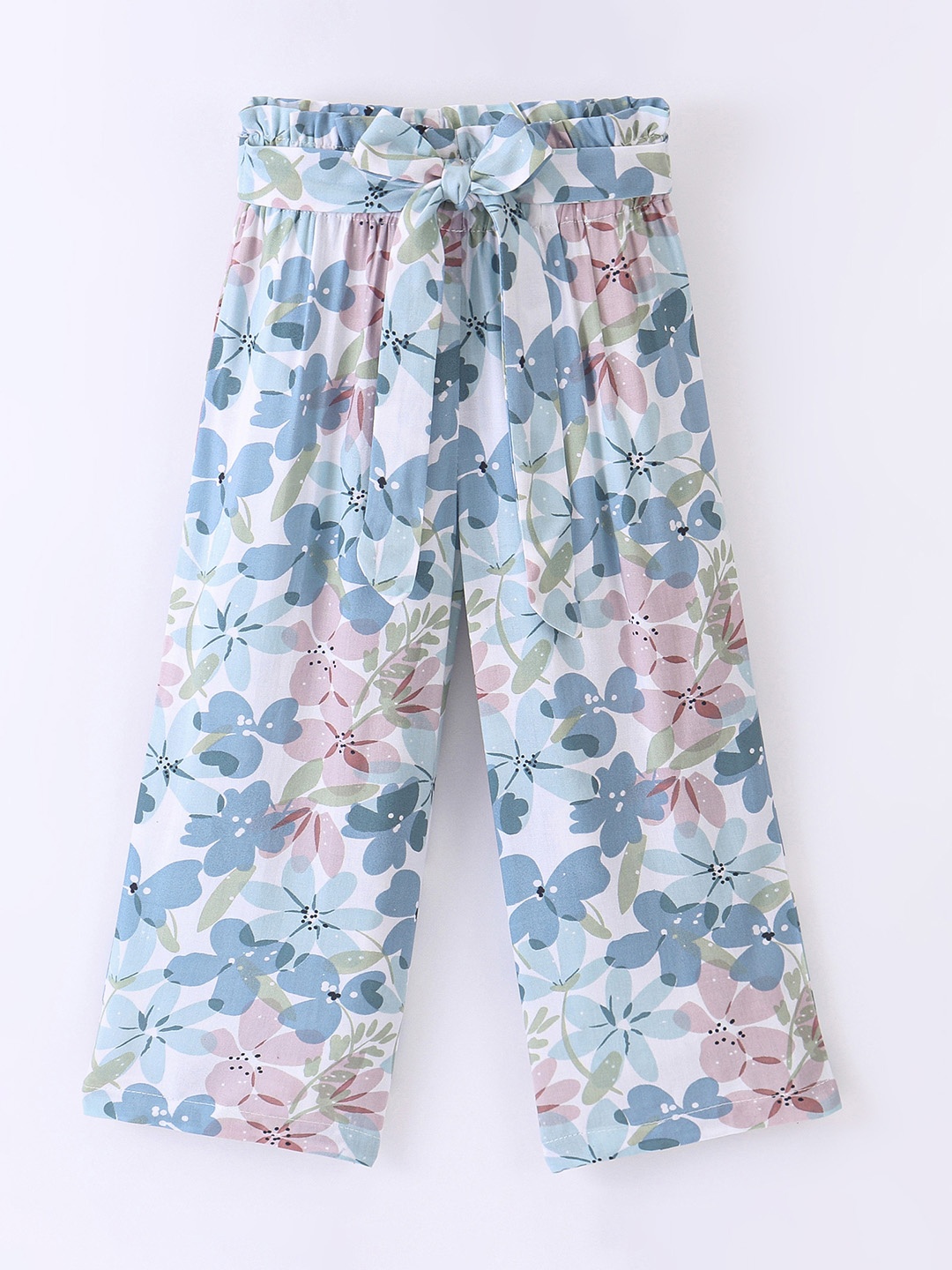 

CrayonFlakes Girls Floral Printed Palazzos, Off white