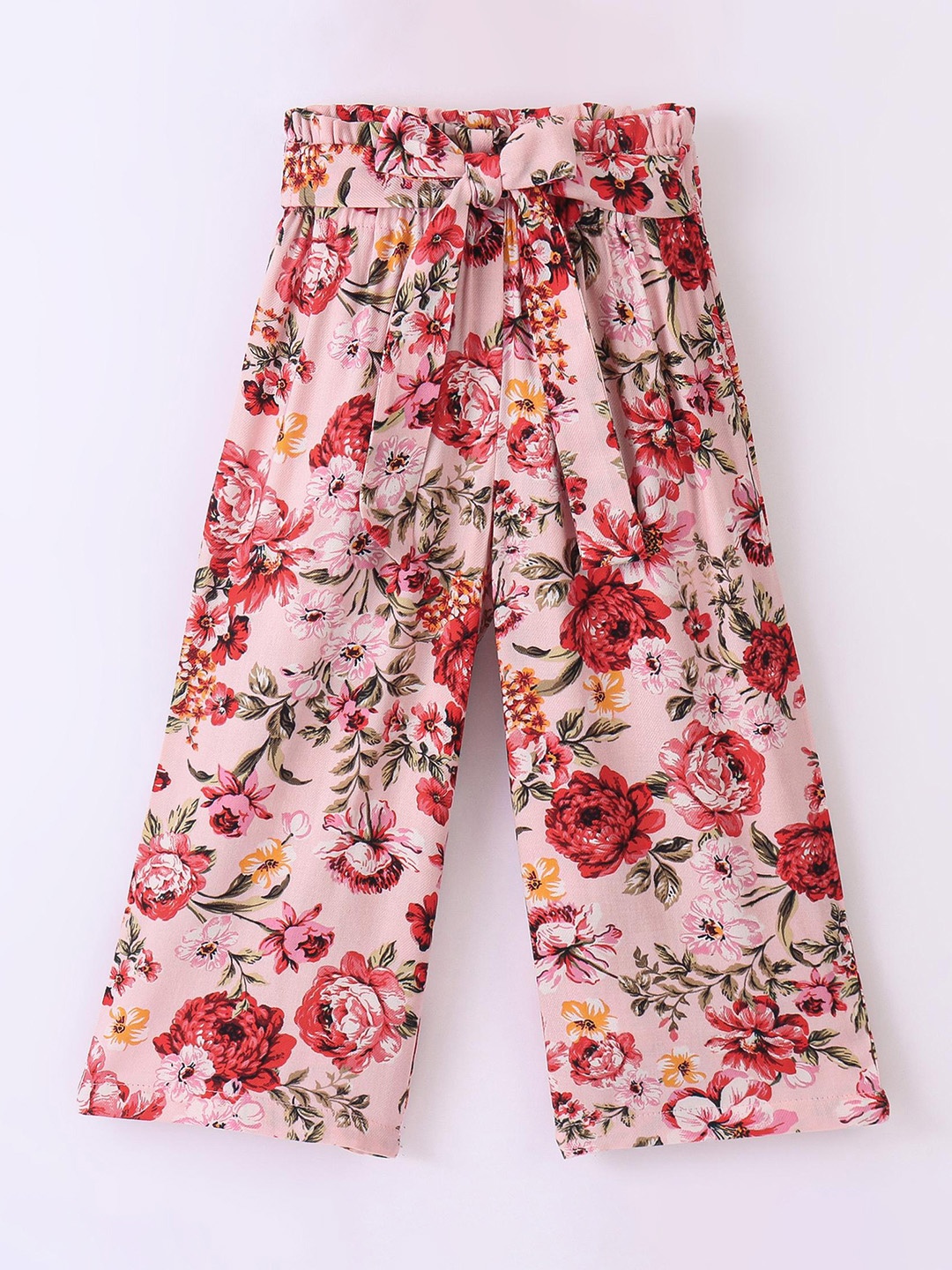 

CrayonFlakes Girls Floral Printed Straight Palazzos, Pink