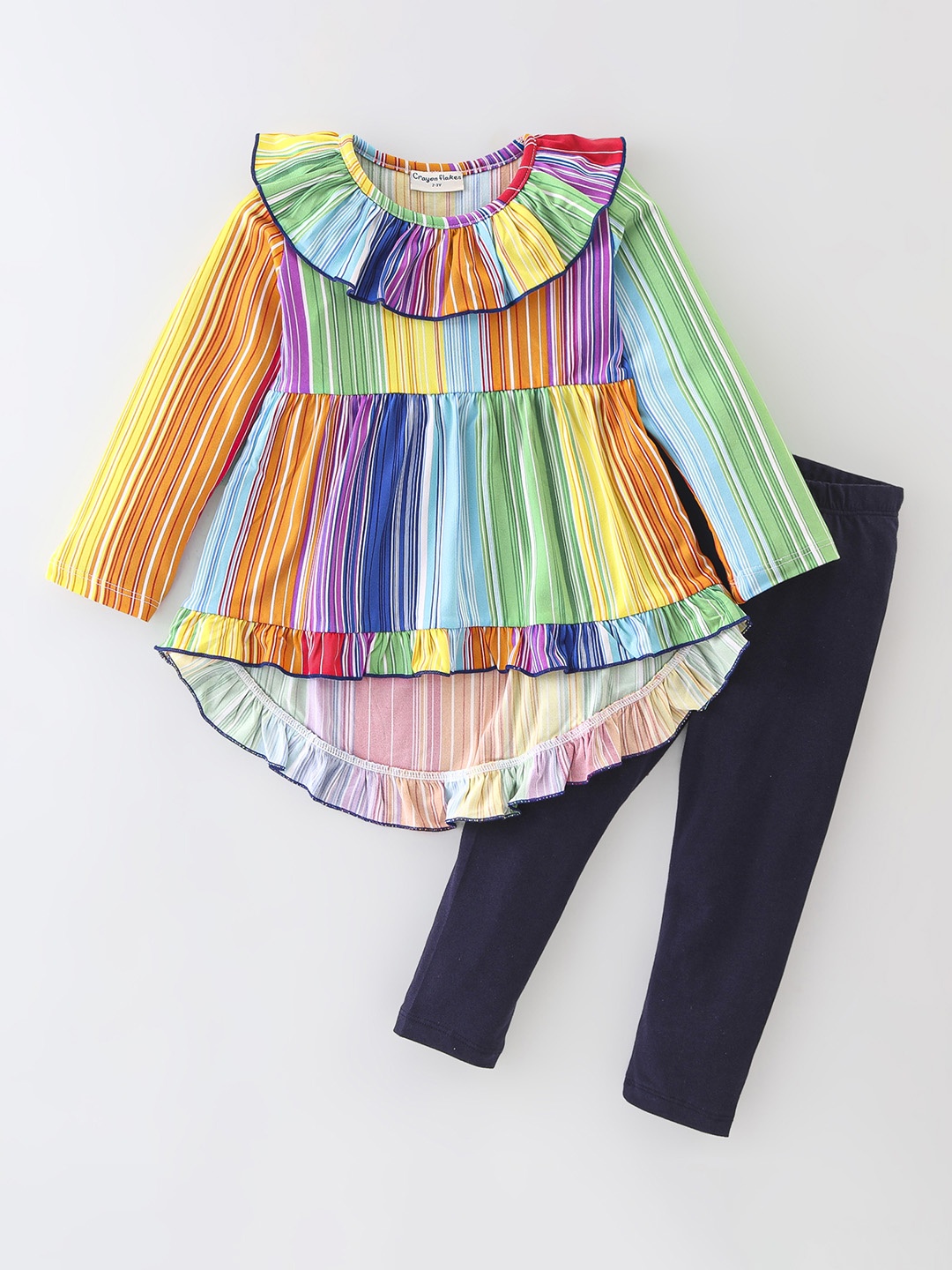 

CrayonFlakes Girls Round Neck Long SLeeves Top with Leggings, Green