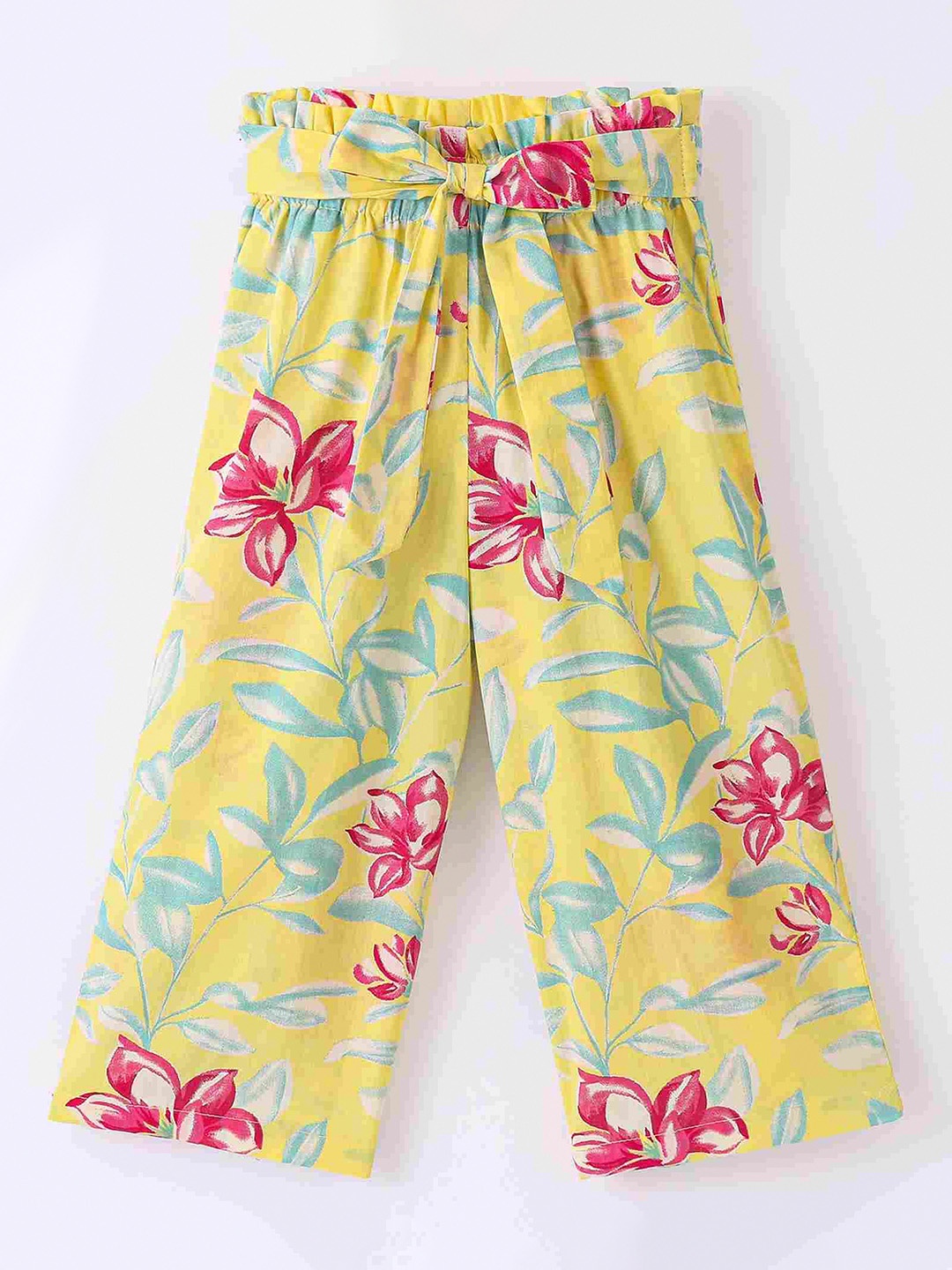

CrayonFlakes Girls Printed Cotton Palazzos, Yellow