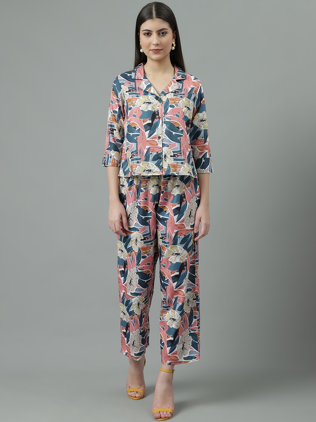 

Sringam Printed Pure Cotton Shirt & Trousers, Pink