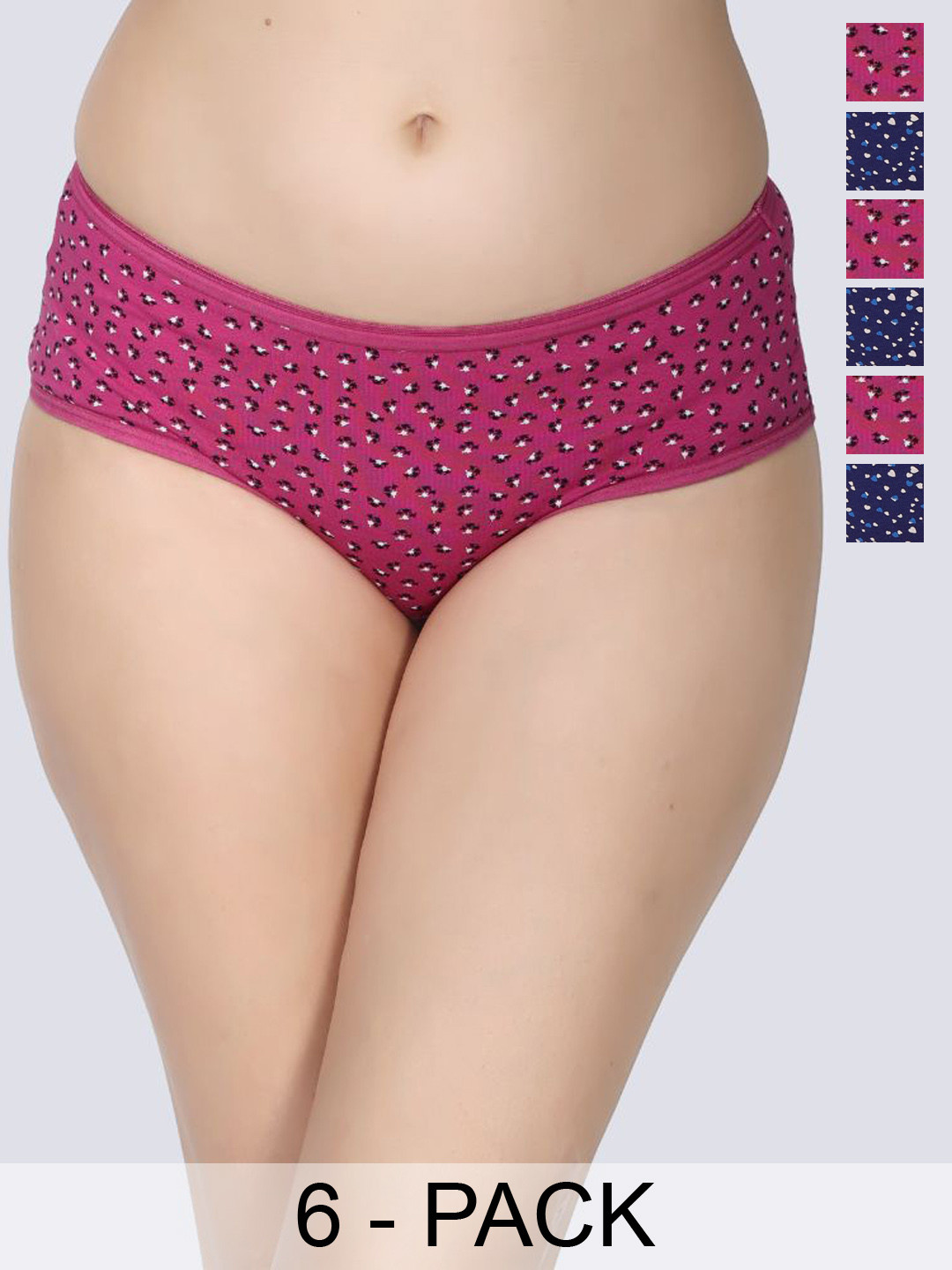 

Innocence Pack Of 6 Floral Printed Hipster Briefs, Blue