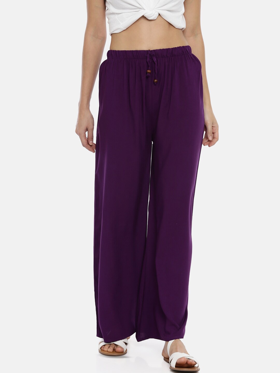 

GOLDSTROMS Women Wide Leg Knitted Palazzos, Purple
