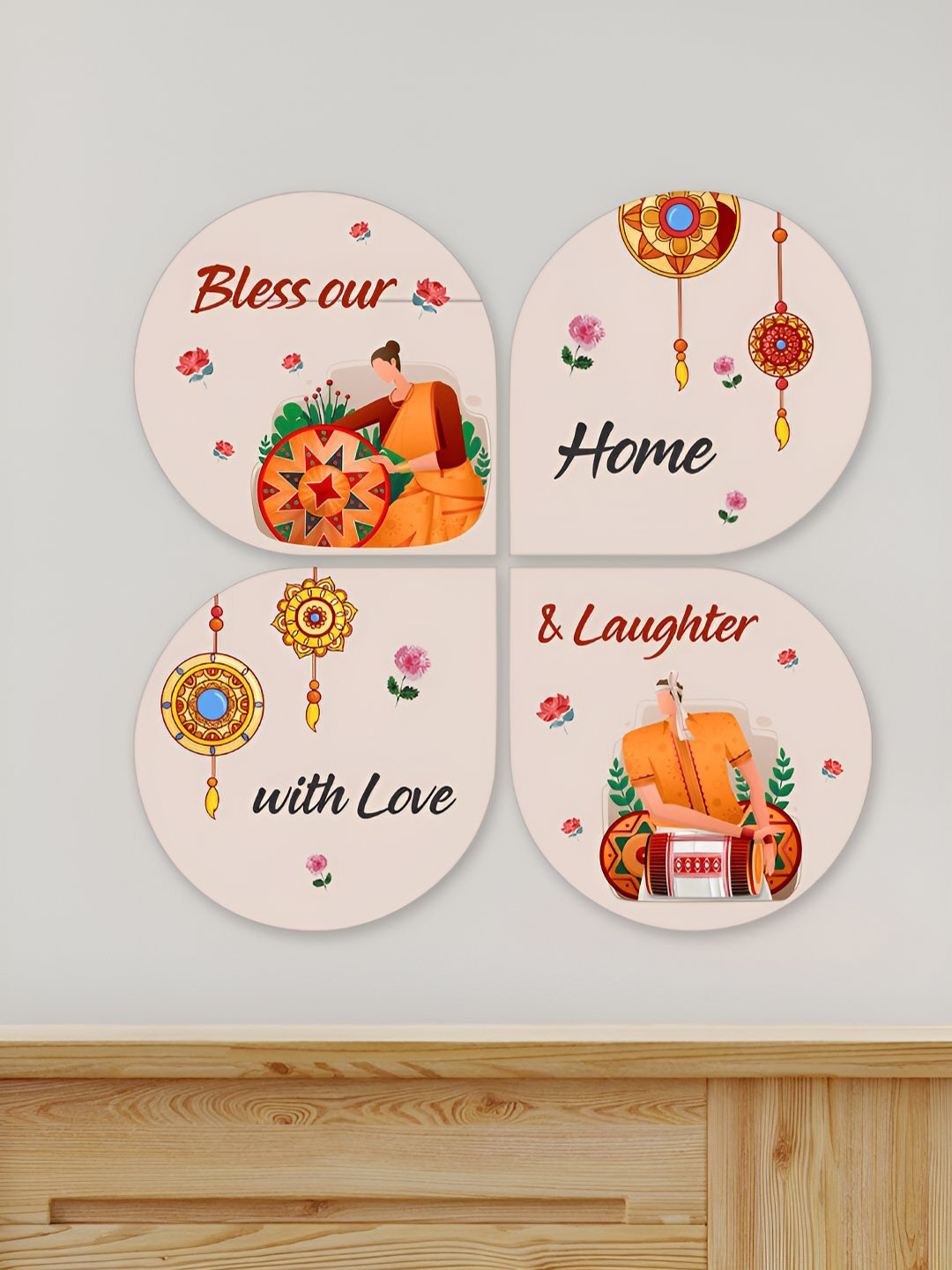 

ArtVibes Pink & Orange Wooden Hanging Wall Art