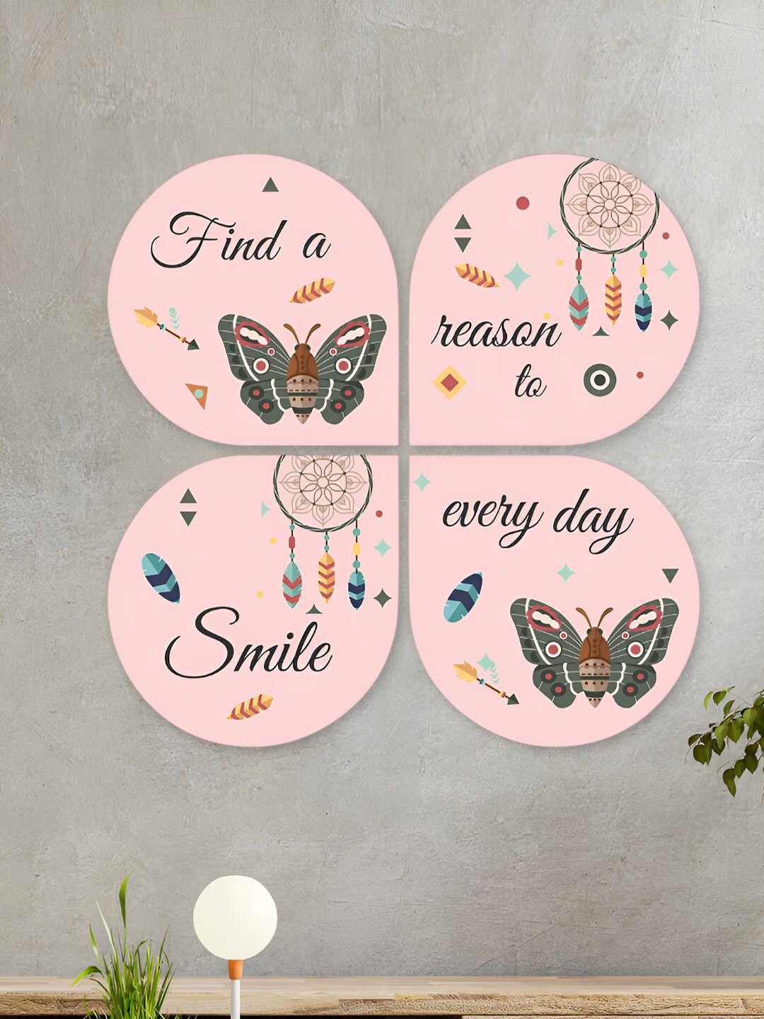 

ArtVibes Pink Typography Painted Wooden Wall Hanging