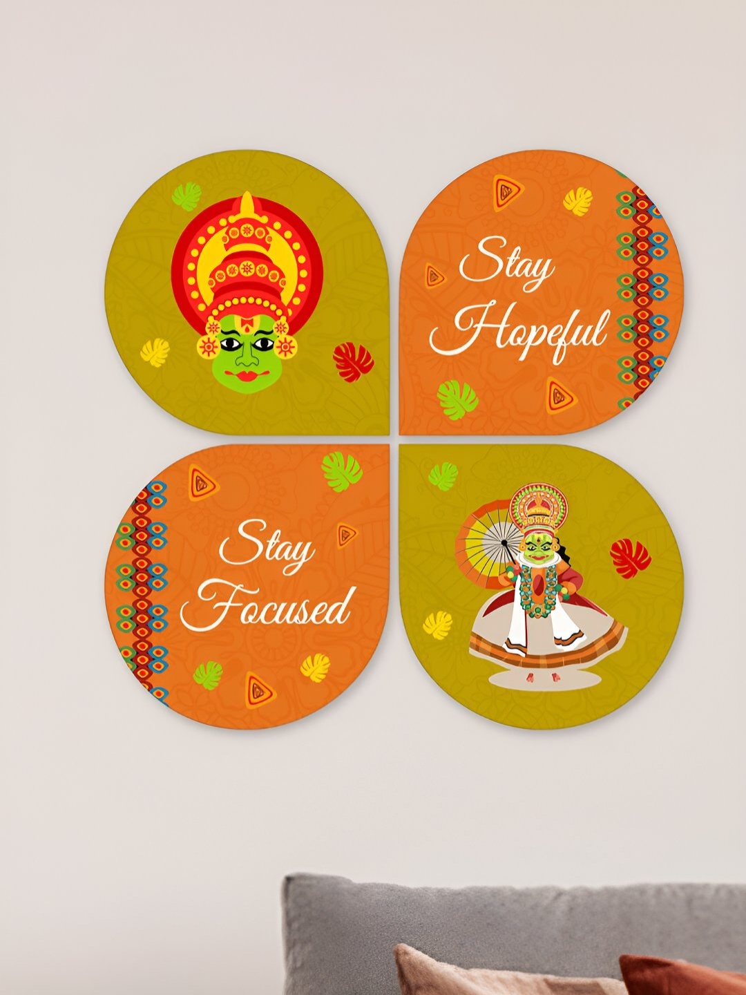 ArtVibes Green & Orange Coloerd Wooden Wall Hanging