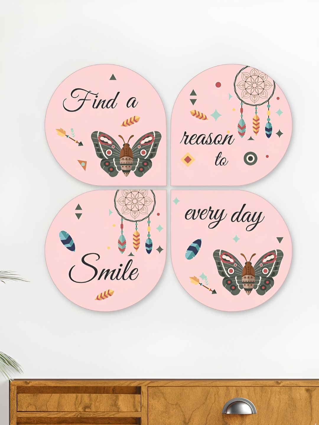 

ArtVibes Pink & Beige Painting Wooden Wall Hanging