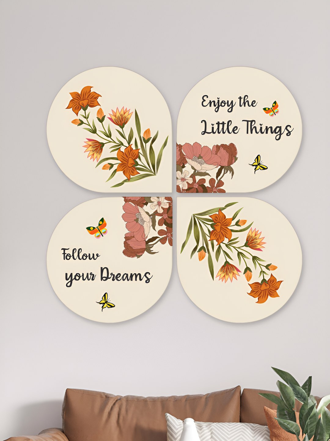 

ArtVibes Beige & Orange Colored Painting Wooden Wall Hanging