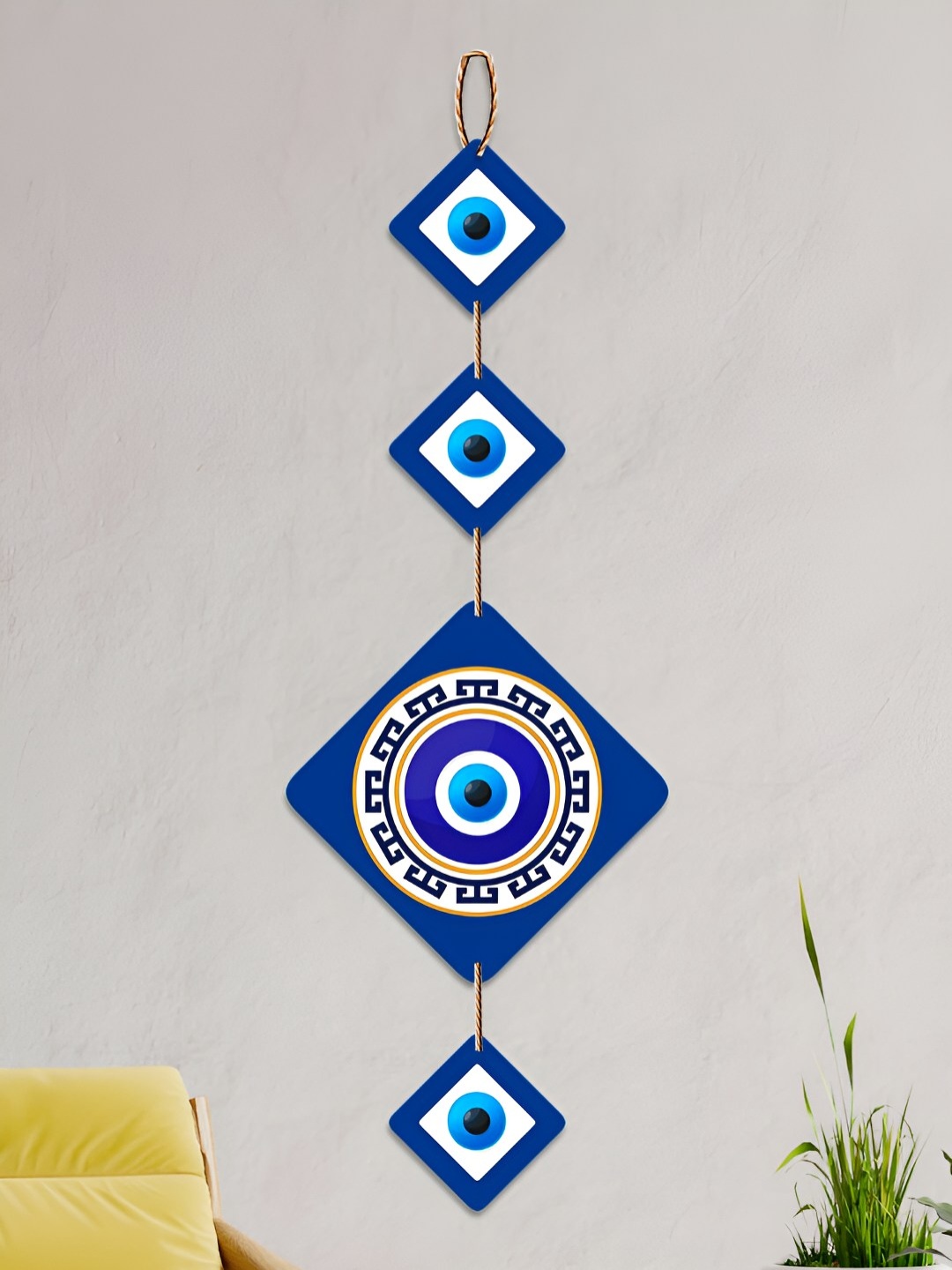 ArtVibes Blue & White Peace Charm Wall Hanging