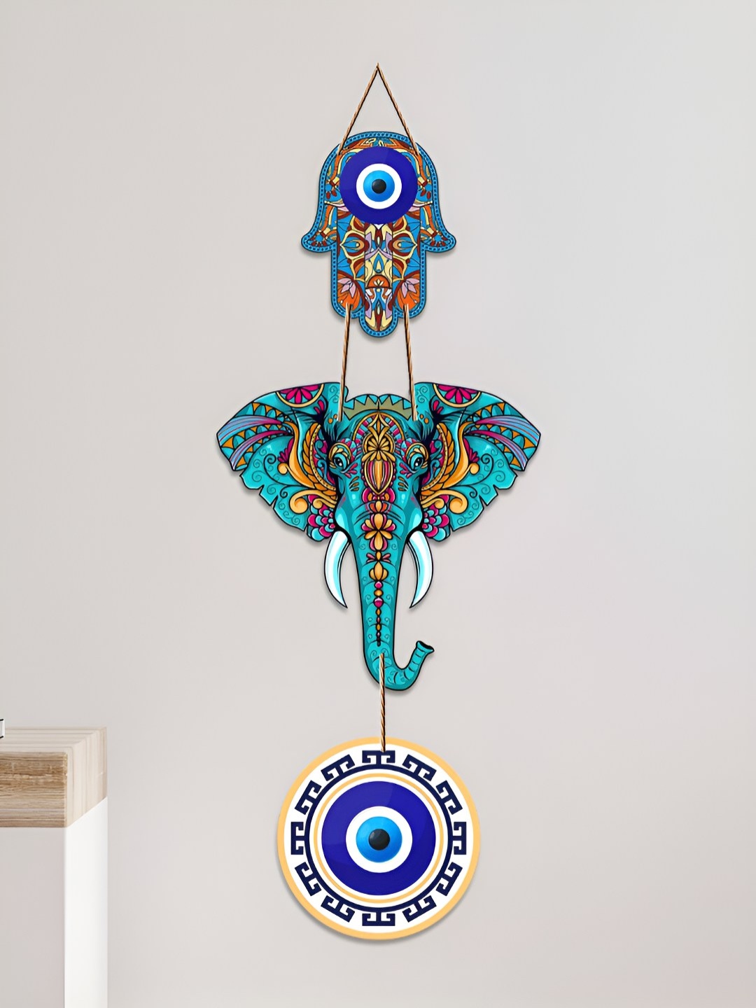 

ArtVibes Blue & Yellow Elephant Shaped Wall Hanging