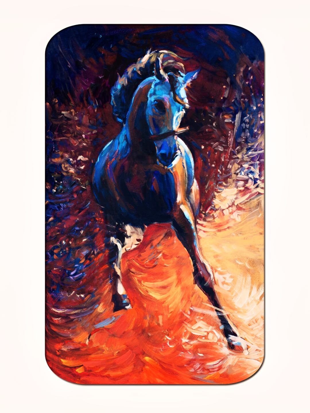 

Casperme Blue & Orange Cored Horse Painting Wooded Framed Wall Art
