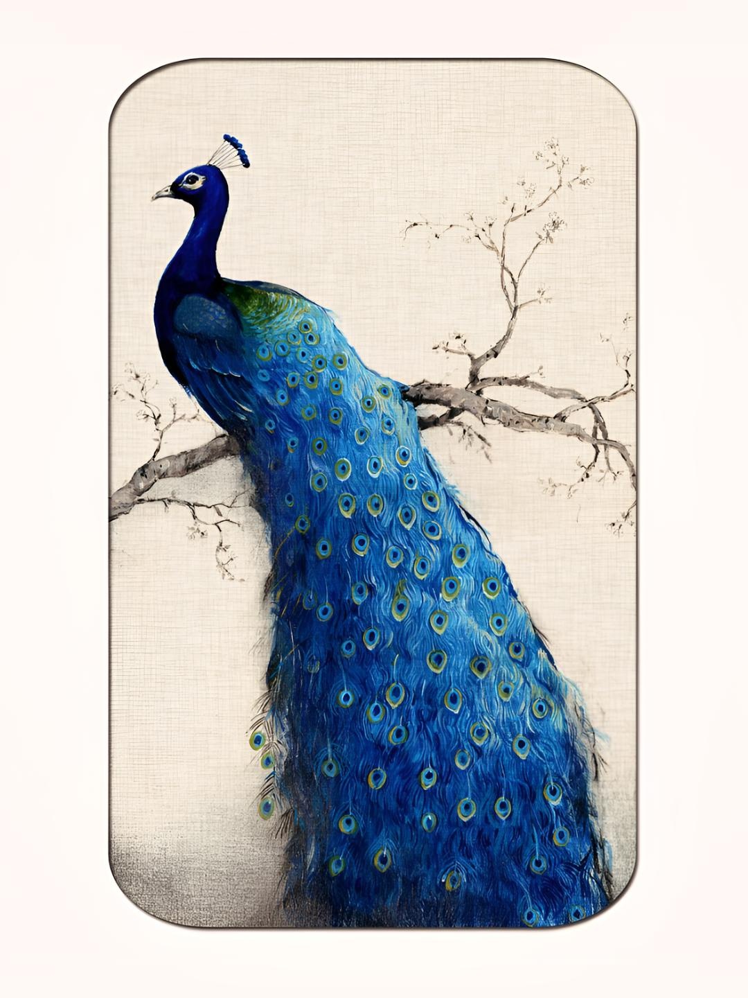 

Casperme Blue & Cream-Coloured Peacock Framed Painting Wall Art