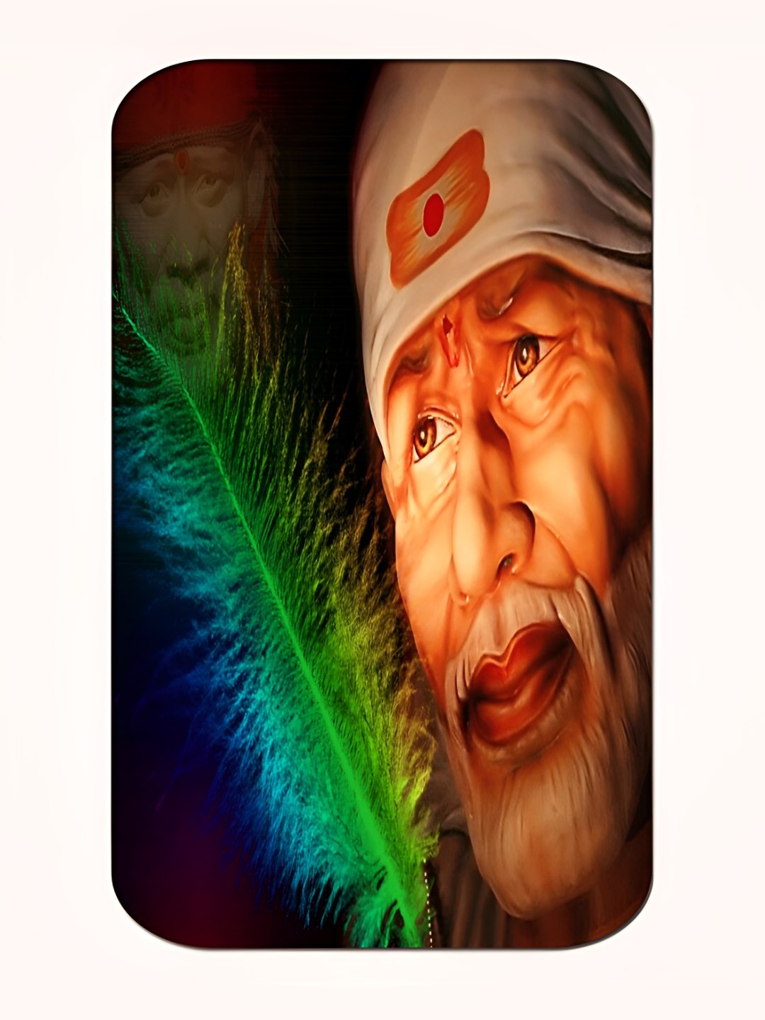 

Casperme Beige & Green Sai Baba Big Frame Painting MDF Wooden Wall Art