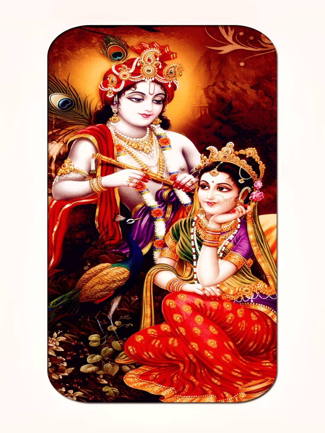 

Casperme Red & White Radha Krishna Framed Painting Wall Art