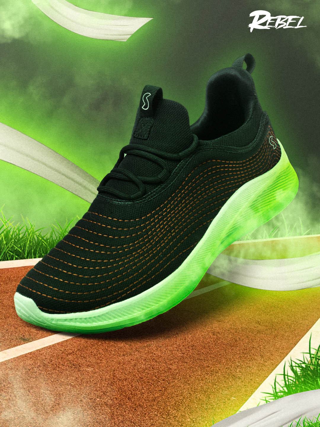 

SOLETHREADS REBEL Men AERO Waterproof Ultra-Light Mesh Memory Foam Insole Sneakers, Black