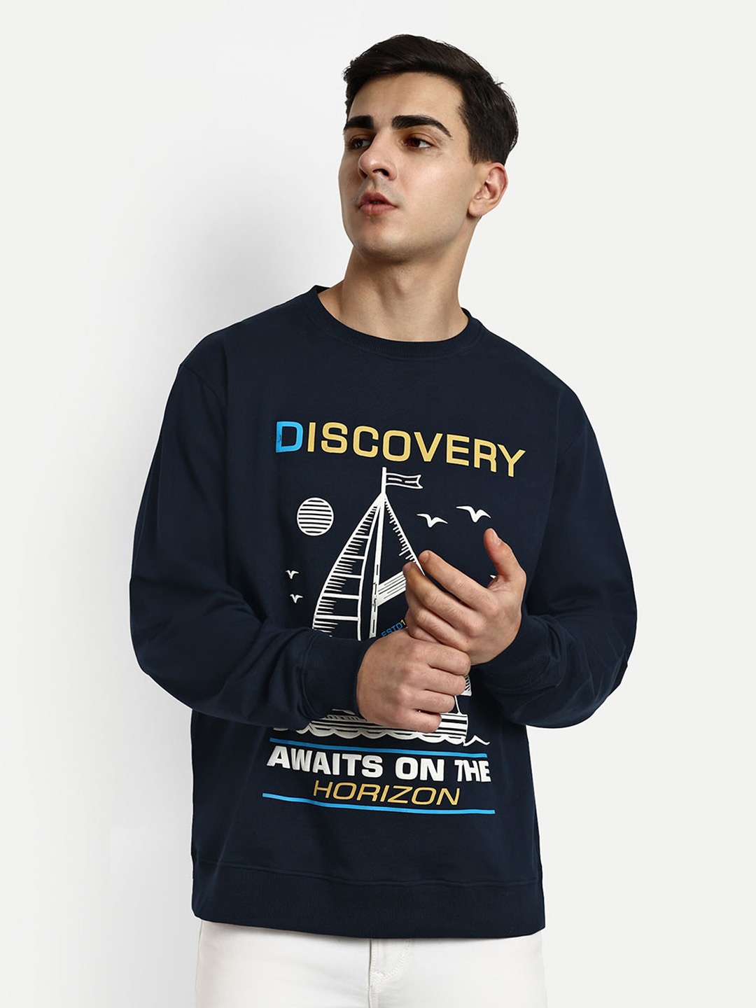 

REPRISE Men Navy Blue Printed Sweatshirt
