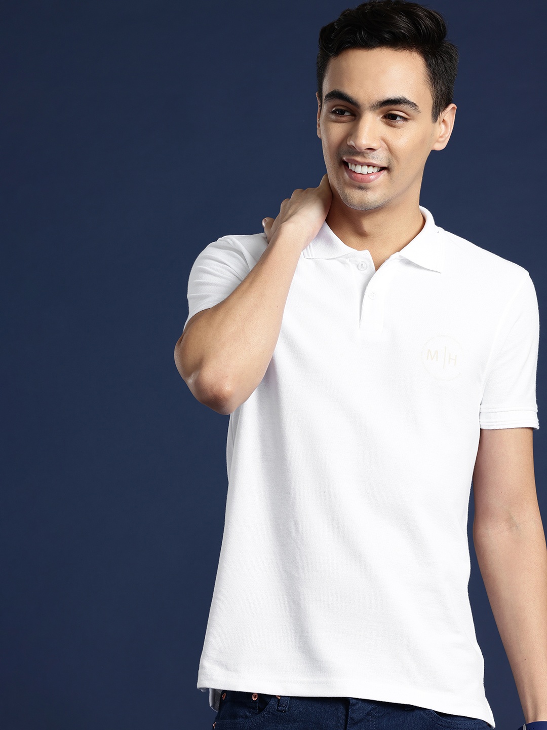 

Mast & Harbour Men Polo Collar T-shirt, White