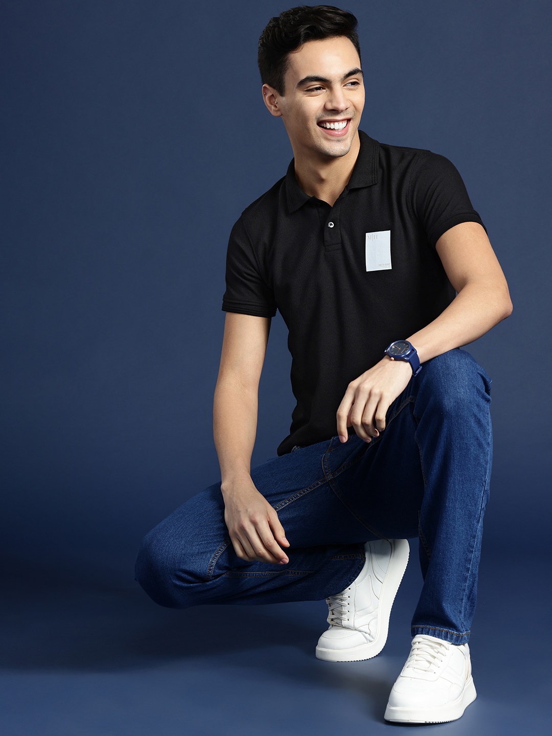 

Mast & Harbour Men Polo Collar T-shirt, Black