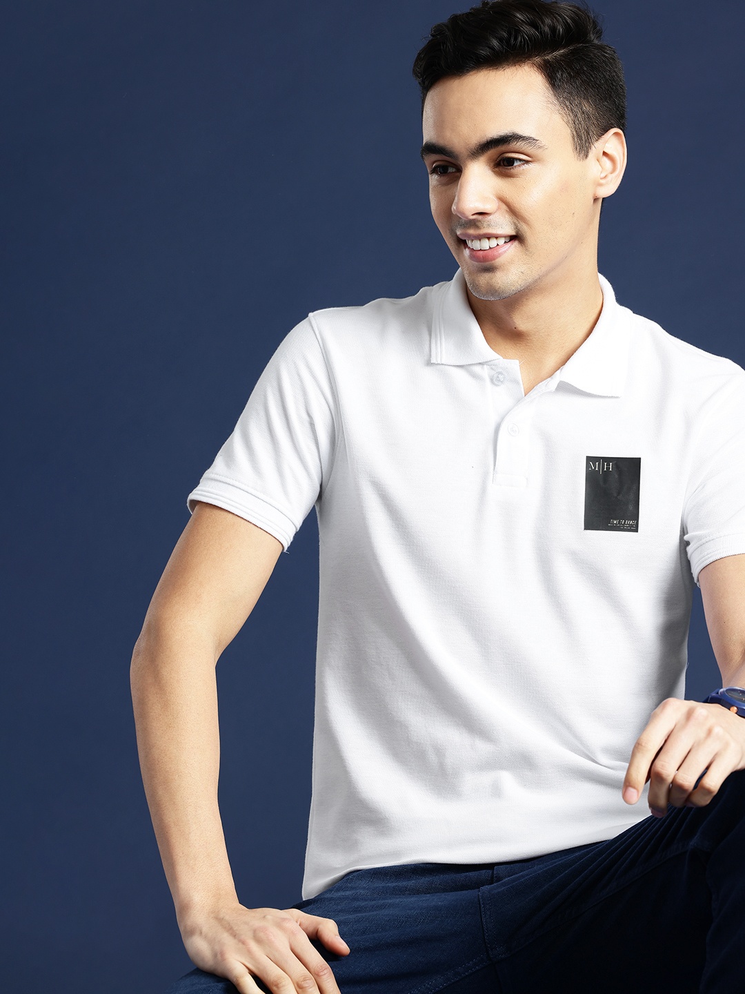 

Mast & Harbour Men Polo Collar T-shirt, White
