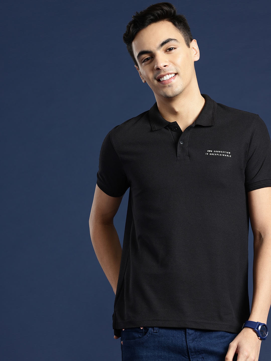 

Mast & Harbour Men Polo Collar T-shirt, Black