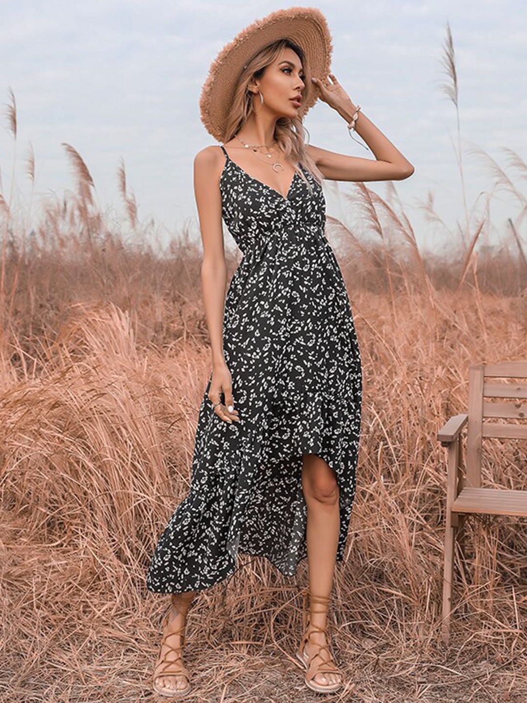 

StyleCast Black Floral Printed Maxi Dress
