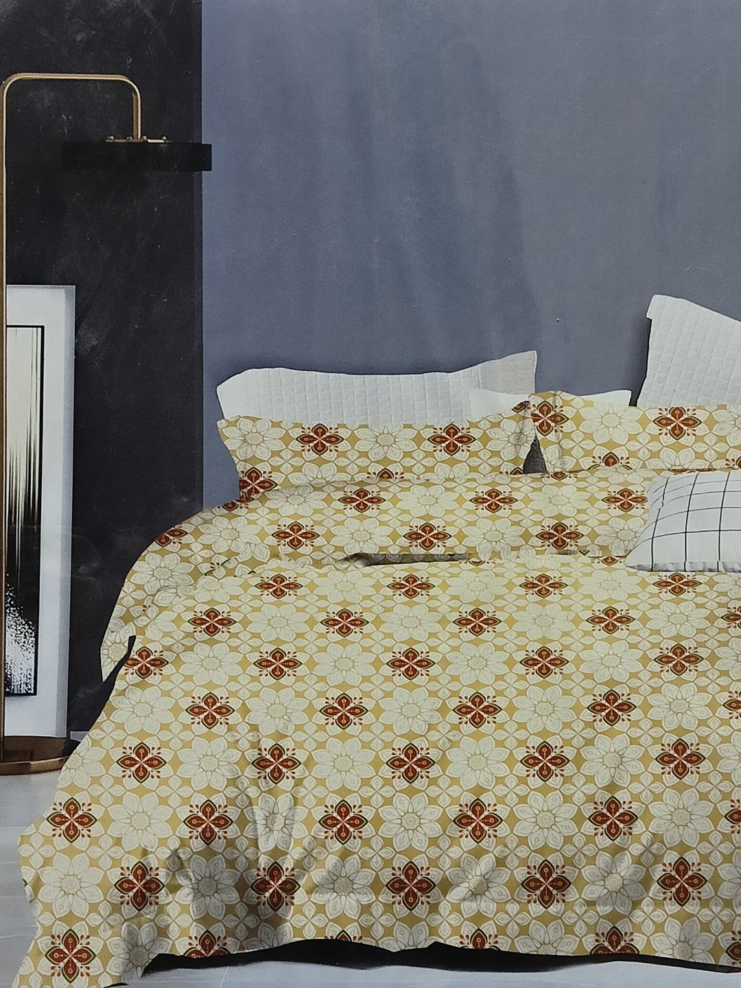 

Signature Yellow Floral Microfiber 144 TC Queen Bedsheet with 2 Pillow Covers