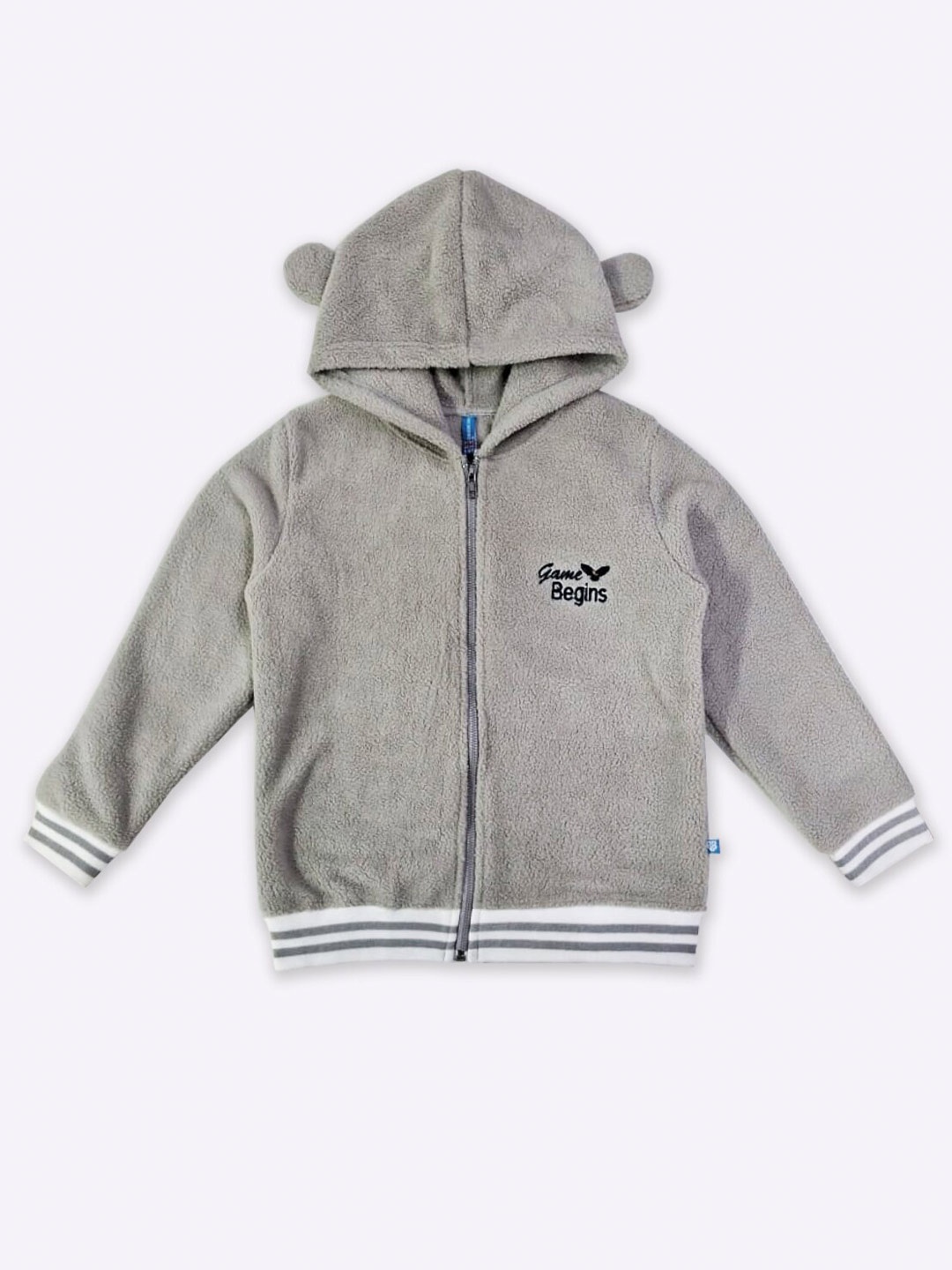 

GAME BEGINS Boys Hooded Front-Open Sweatshirt, Grey