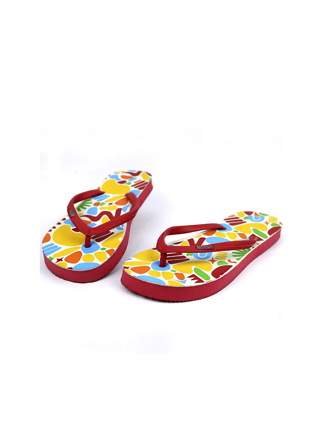 

NoStrain Women Printed Anti-Skid Sole Lightweight Room Slippers, Red