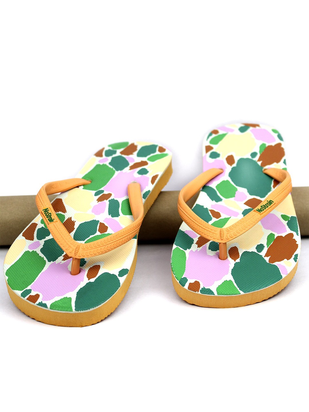 

NoStrain Women Printed Anti-Skid Sole Lightweight Room Slippers, Peach