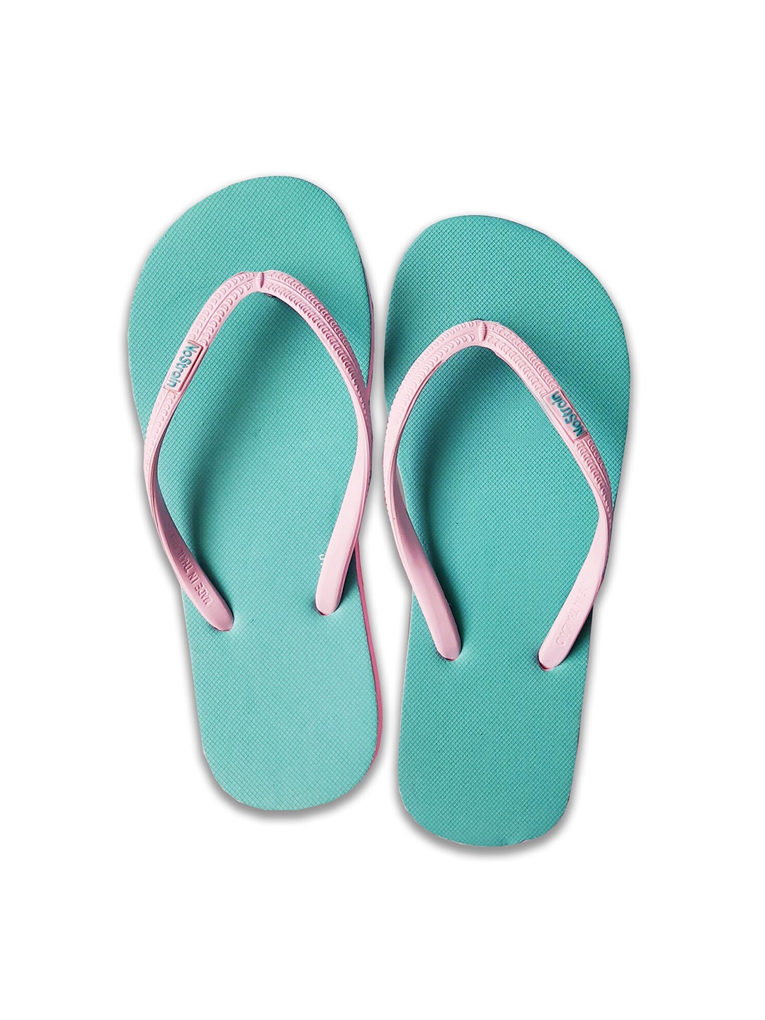 

NoStrain Women Printed Lightweight Anti Skid Rubber Thong Flip-Flops, Sea green